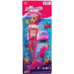 96 Bulk Mermaid Doll With Accesories On Blister Card