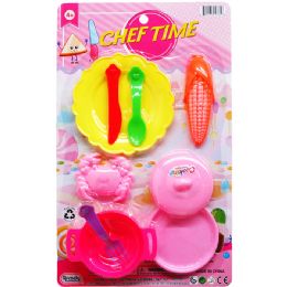 48 Pieces 9pc Chef Time Kitchen Set On Blister Card - Girls Toys