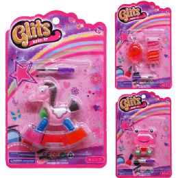 96 Pieces Lip Gloss Play Set On Blister Card 3 Assorted Styles - Girls Toys