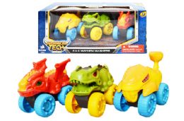 24 Bulk Mini Dino Trucks With Moving Parts 3 Pack