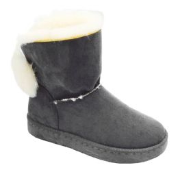 12 Wholesale Women Warm Winter Ankle Boots Color Grey Size 5-8