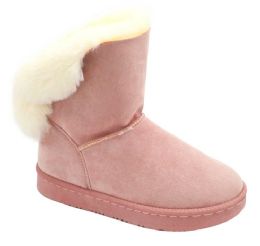 12 Bulk Women Warm Winter Ankle Boots Color Pink Size 5-8