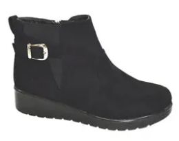 12 Wholesale Women Ankle Boots Color Black Size 7-11