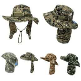 24 Pieces Assorted Digital Camo Floppy Boonie Hat With Cloth Flap - Hunting Caps