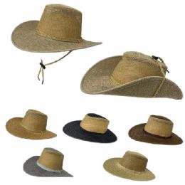 24 Wholesale Tweed Cowboy Hat With Vented Sides Rope Hat Band