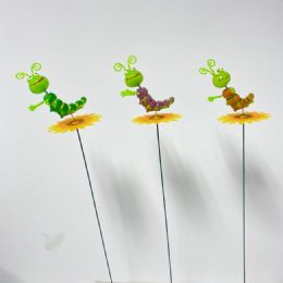 48 Pieces Yard Stake Caterpillar With Springing Head And Arms - Garden Decor