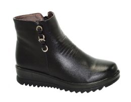 12 Bulk Women Ankle Leather Boots Color Black Size 5-10