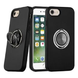 24 Wholesale Dual Layer Armor Hybrid Stand Ring Case For Apple Iphone Black