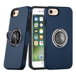 24 Wholesale Dual Layer Armor Hybrid Stand Ring Case For Apple Iphone Navy Blue
