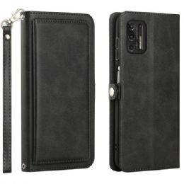 12 Wholesale Premium Pu Leather Folio Wallet Front Cover Case In Black