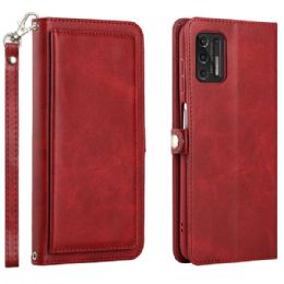 12 Wholesale Premium Pu Leather Folio Wallet Front Cover Case In Red