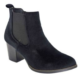 12 Wholesale Women's Fashion Comfortable Heel Ankle Boots Color Black Size 5-10