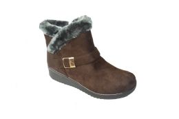 12 Bulk Women Faux Fur Winter Bow Ankle Boots Color Brown Size 5-10