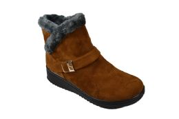 12 Bulk Women Faux Fur Winter Bow Ankle Boots Color Tan Size 7-11