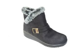 12 Bulk Women Faux Fur Winter Bow Ankle Boots Color Black Size 5-10
