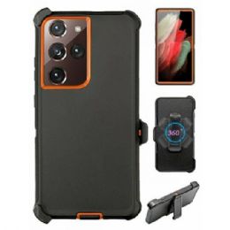 12 Wholesale Heavy Duty Armor Robot Case With Clip For Samsung Galaxy Note 20 In Black Orange