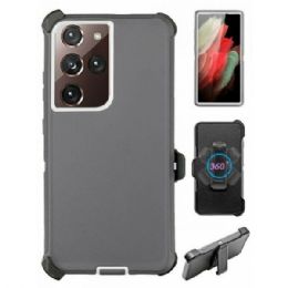 12 Wholesale Heavy Duty Armor Robot Case With Clip For Samsung Galaxy Note 20 In Gray And White