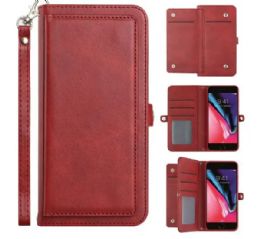 12 Wholesale Premium Pu Leather Folio Wallet Front Cover Case With Card Holder In Red