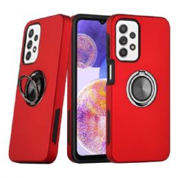 12 Wholesale Dual Layer Armor Hybrid Stand Ring Case For Samsung Galaxy A13 4g In Red