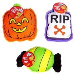 48 Wholesale Dog Toy Halloween Plush 3 Assthang Tag In Pdq#p32589