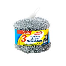 24 Wholesale Scouring Pads 3ct Steel