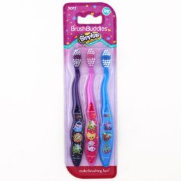 24 Wholesale Toothbrush 3pk Shopkins Carded