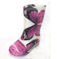 18 Pairs Kids Black Pink Butterfly Mosaic Rainboots - Girls Boots