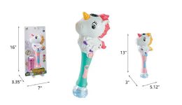 24 Wholesale 16" Unicorn Bubble Stick With Light& Music