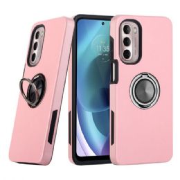 12 Wholesale Dual Layer Armor Hybrid Stand Ring Case For Motorola Moto G Stylus 5g 2022 In Rose Gold