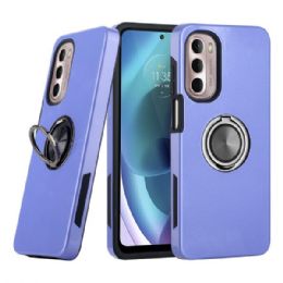 12 Wholesale Dual Layer Armor Hybrid Stand Ring Case For Motorola Moto G Stylus 5g 2022 In Purple