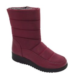 12 Bulk Snow Boots For Women Comfortable Winter Boots Color Wine Size 7-11