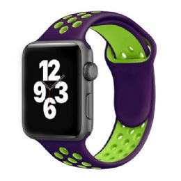 12 Wholesale Breathable Sport Strap Wristband Replacement For Apple Watch In Purple Green