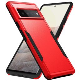 12 Wholesale Heavy Duty Strong Armor Hybrid Trailblazer Case Cover For Google Pixel 6 Pro In Red