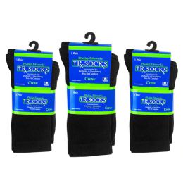 120 Pairs Unisex Crew Wholesale Diabetic Socks, Size 10-13 In Black - Socks & Hosiery