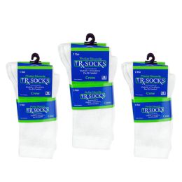 120 Bulk Unisex Crew Wholesale Diabetic Socks, Size 10-13 In White