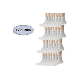 120 Pairs Unisex Ankle Wholesale Sock, Size 10-13 In White - Socks & Hosiery