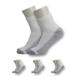 96 Pairs Men's Ankle Wholesale Socks, Size 10-13 In White With Grey - Socks & Hosiery