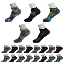 144 Bulk Men's Low Cut Wholesale Sock, Size 9-11 In Assorted Designs