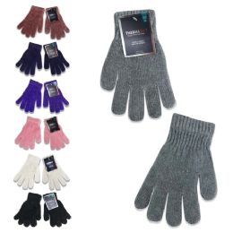 96 of Unisex Wholesale Chenille Gloves In 7 Assorted Colors