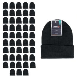 48 Pieces Unisex Wholesale Beanies In Black - Winter Beanie Hats