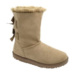 12 Bulk Women Comfortable Winter Boots With Fur Lining Color Caribou Size 5-10