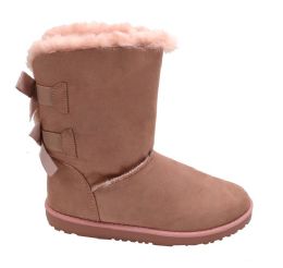 12 Bulk Women Comfortable Winter Boots With Fur Lining Color Pink Size 5-10