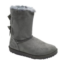 12 Bulk Women Comfortable Winter Boots With Fur Lining Color Grey Size 5-10