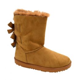 12 Bulk Women Comfortable Winter Boots With Fur Lining Color Tan Size 5-10