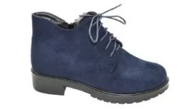 12 Wholesale Woman Classics Comfortable Winter Ankle Boots With Laces Color Navy Size 7-11