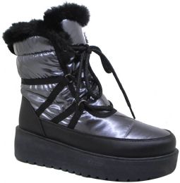 12 Bulk Snow Boots For Women With Platforms, Comfortable Winter Boots Color Pewter Size 5-10