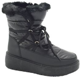 12 Bulk Snow Boots For Women With Platforms, Comfortable Winter Boots Color Black Size 6-10
