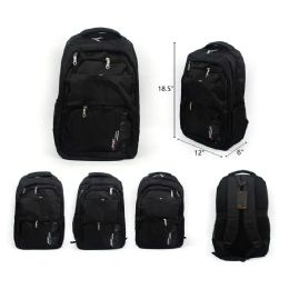 24 Wholesale 18.5" Black Backpack