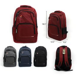 24 Wholesale 18.5" Travel Backpack Assorted Colors