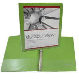 12 Wholesale Heavy Duty Binder With 2 Interior Pockets - Lime Green